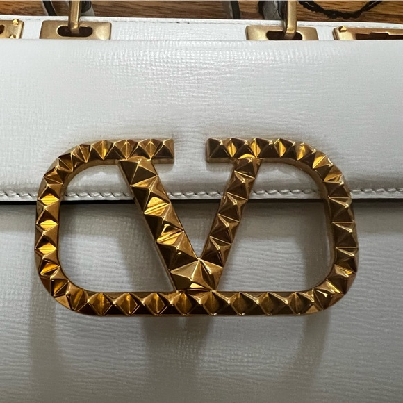 😊SOLD😊 Valentino Garavani White Rocketed Alcove Mini Leather Double Handle Bag - Picture 6 of 16